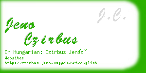 jeno czirbus business card